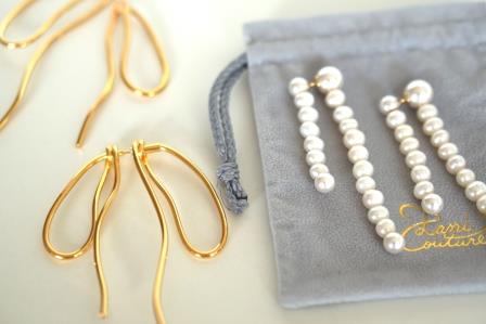 WEB限定デザイン Lani Couture ribbonピアス ラニクチュール ゴールド